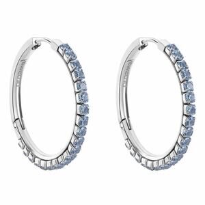 Brosway Cubic Zirconia Blue Gems Desideri Italy Stainless Steel 1" Hoop Earrings